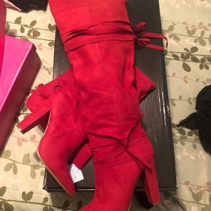 COPY - Red or Black Over the knee Faux Suede Boots